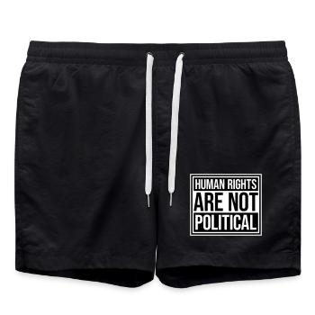 Human Rights Are Not Political Menschenrechte Logo - Swim Trunks - black - Front - AI Model Male 185 light (185cm)