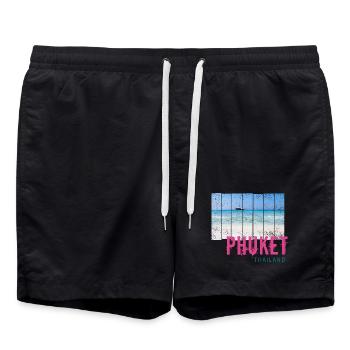 Phuket en Thaïlande Souvenir vintage de vacances à la plage - Short de bain - noir - Devant - AI Model Male 185 light (185cm)