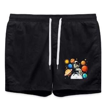 Astronaut Zocken Gaming Weltraum Gamer - Badeshorts - Schwarz - Vorne - AI Model Male 185 light (185cm)