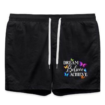 Jardin inspirant des papillons monarques - Short de bain - noir - Devant - AI Model Male 185 light (185cm)