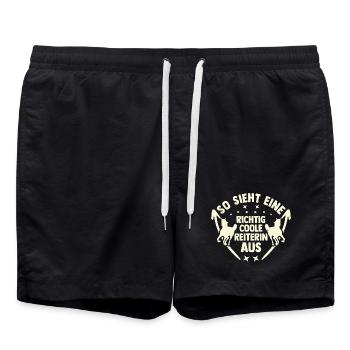 Reiten Pferdeliebhaber Reiterhof Pferde - Badeshorts - Schwarz - Vorne - AI Model Male 185 light (185cm)