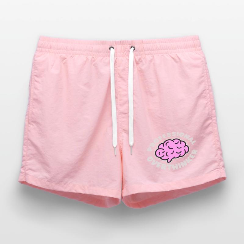 Professional Overthinker Funny Brooding Anxiety Logo Swim Trunks