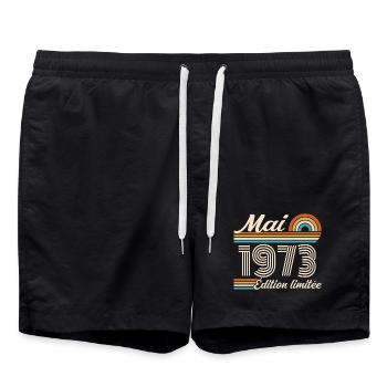 Cadeau Anniversaire 53 ans - Né mai 1973 - Short de bain - noir - Devant - AI Model Male 185 light (185cm)