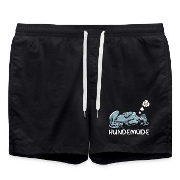 Hundemüde Deutsche Dogge Doggen Doggenbesitzer  - Badeshorts - Schwarz - Vorne - AI Model Male 185 light (185cm)