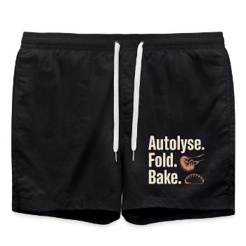 Autolyse Fold Bake Bread Art - Swim Trunks - black - Front - AI Model Male 185 light (185cm)