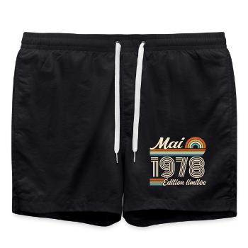 Cadeau Anniversaire 48 ans - Né mai 1978 - Short de bain - noir - Devant - AI Model Male 185 light (185cm)