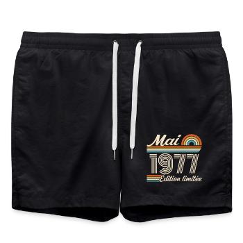 Cadeau Anniversaire 49 ans - Né mai 1977 - Short de bain - noir - Devant - AI Model Male 185 light (185cm)