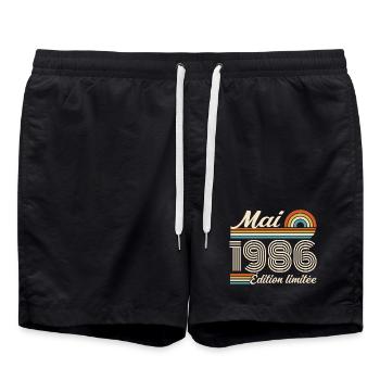 Mai 1986 - Short de bain - noir - Devant - AI Model Male 185 light (185cm)