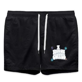 JE FONCTIONNE AU CAFÉ | Humour Matin Caféine - Short de bain - noir - Devant - AI Model Male 185 light (185cm)