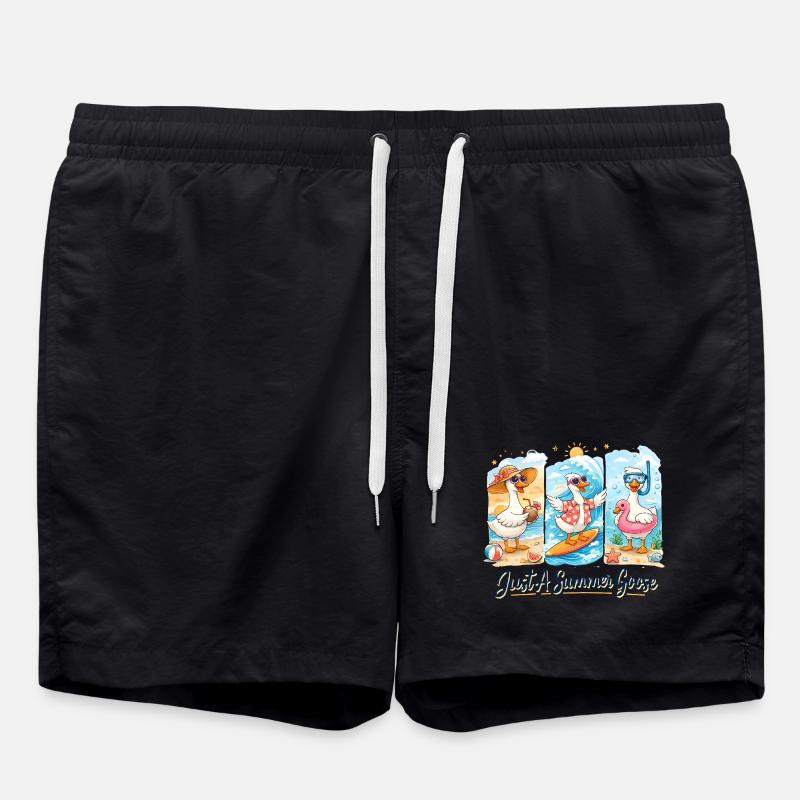 Summer Geese Trio Summer Vibe Vacation Beach - Swim Trunks - black
