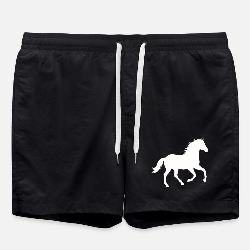Silhouette eines wilden Pferdes - Badeshorts - Schwarz