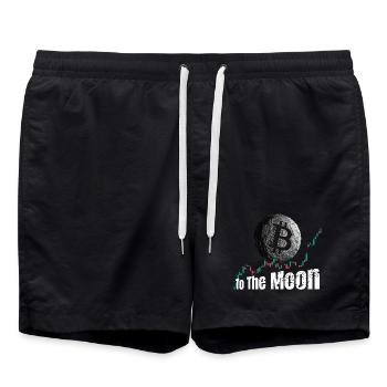 Bitcoin jusqu’à la Lune - Short de bain - noir - Devant - AI Model Male 185 light (185cm)