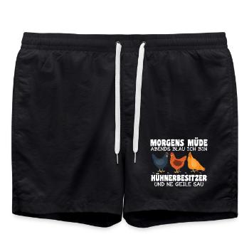 Hühnerflüsterer Huhn Hühnerhalter Hühner - Badeshorts - Schwarz - Vorne - AI Model Male 185 light (185cm)