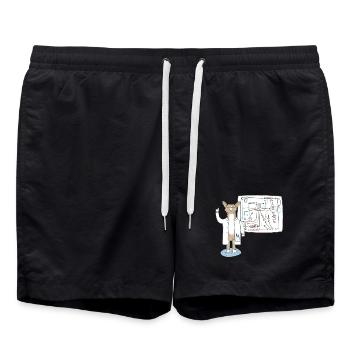 Lama as scientist explains connections - Swim Trunks - black - Front - AI Model Male 185 light (185cm)
