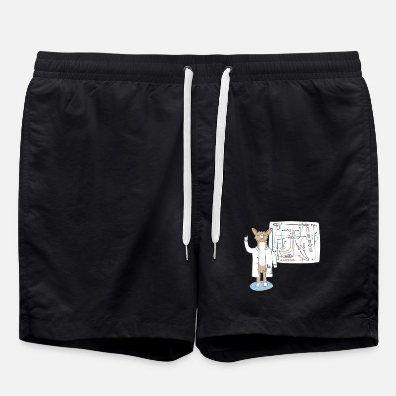 Lama as scientist explains connections - Swim Trunks - black
