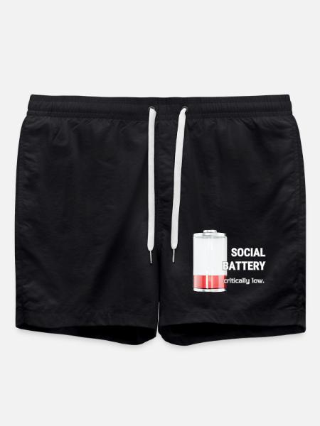 Social Battery – Critically Low - Swim Trunks - black