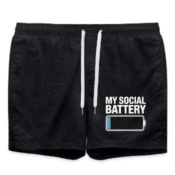 Batterie sociale Introverti Batterie morte - Short de bain - noir - Devant - AI Model Male 185 light (185cm)