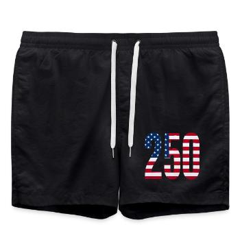 250 American Flag 4th Of July Happy Birthday - Badeshorts - Schwarz - Vorne - AI Model Male 185 light (185cm)