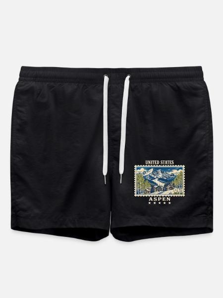 USA Aspen Vintage Travel Mark - Swim Trunks - black