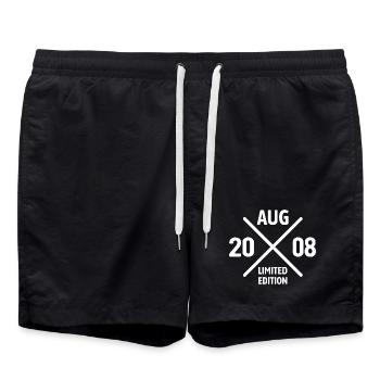 Limited Edition August 2008 Geburtstag Geschenk - Badeshorts - Schwarz - Vorne - AI Model Male 185 light (185cm)