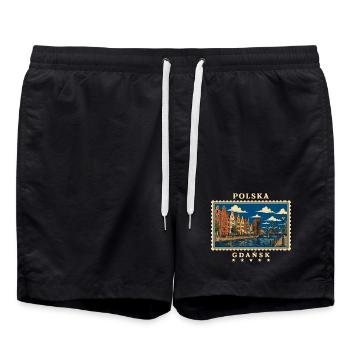 Polen Gdańsk Vintage Reisemarke - Badeshorts - Schwarz - Vorne - AI Model Male 185 light (185cm)