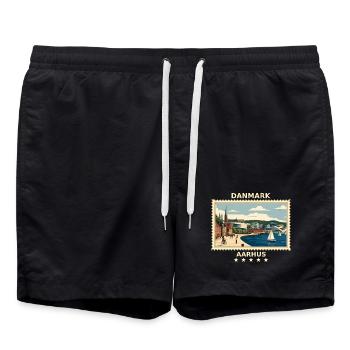 Dänemark Aarhus Vintage Reisemarke - Badeshorts - Schwarz - Vorne - AI Model Male 185 light (185cm)