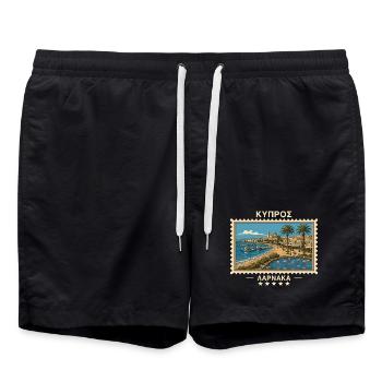 Zypern Larnaka Vintage Reisemarke - Badeshorts - Schwarz - Vorne - AI Model Male 185 light (185cm)