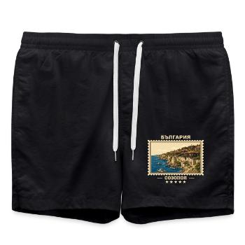 Bulgarien Sozopol Vintage Reisemarke - Badeshorts - Schwarz - Vorne - AI Model Male 185 light (185cm)