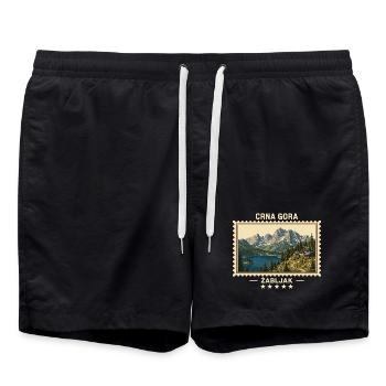 Montenegro Žabljak Vintage Reisemarke - Badeshorts - Schwarz - Vorne - AI Model Male 185 light (185cm)