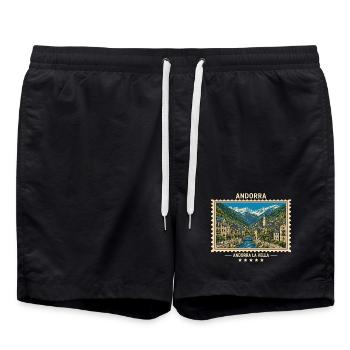 Andorra Andorra la Vella Vintage Reisemarke - Badeshorts - Schwarz - Vorne - AI Model Male 185 light (185cm)