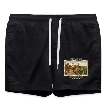 Deutschland Rothenburg ob der Tauber Vintage Reise - Badeshorts - Schwarz - Vorne - AI Model Male 185 light (185cm)
