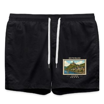 Deutschland Cochem Vintage Reisemarke - Badeshorts - Schwarz - Vorne - AI Model Male 185 light (185cm)