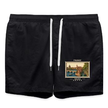 Frankreich Toulouse Vintage Reisemarke - Badeshorts - Schwarz - Vorne - AI Model Male 185 light (185cm)