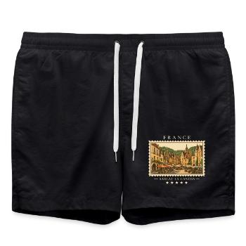 Frankreich Sarlat-la-Canéda Vintage Reisemarke - Badeshorts - Schwarz - Vorne - AI Model Male 185 light (185cm)