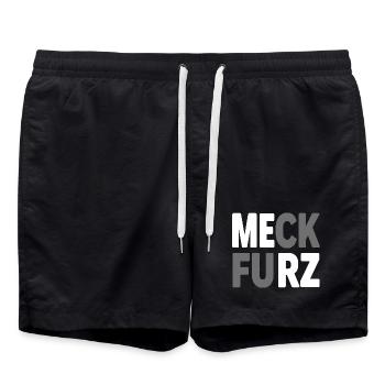 Meck Furz | Merz - nicht mein Kanzler - Badeshorts - Schwarz - Vorne - AI Model Male 185 light (185cm)