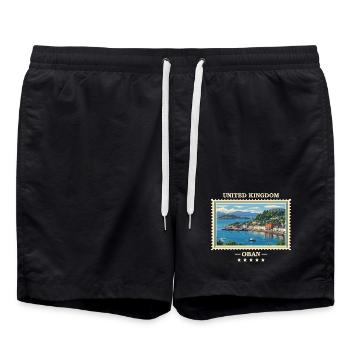 Großbritannien Oban Vintage Reisemarke - Badeshorts - Schwarz - Vorne - AI Model Male 185 light (185cm)