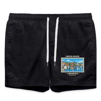 Vereinigte Staaten Annapolis Vintage Reisemarke - Badeshorts - Schwarz - Vorne - AI Model Male 185 light (185cm)