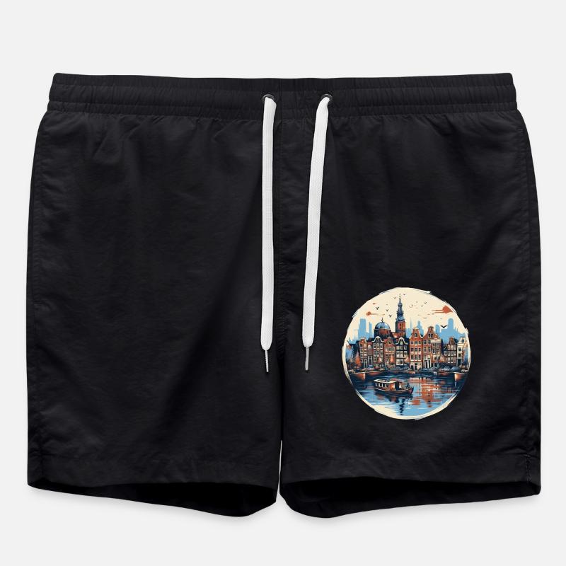 Amsterdam Harbour Historic Architecture - Swim Trunks - black