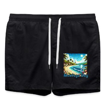Montego Bay Jamaica Beach Palmiers Vacances Grunge - Short de bain - noir - Devant - AI Model Male 185 light (185cm)