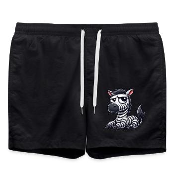 Zebra Cartoon lustiger Stier Comic - Badeshorts - Schwarz - Vorne - AI Model Male 185 light (185cm)