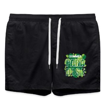 Sommer Paradies mit tropischen Blättern - Badeshorts - Schwarz - Vorne - AI Model Male 185 light (185cm)