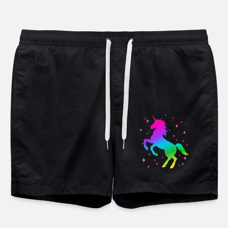 Einhorn Sterne - Badeshorts - Schwarz