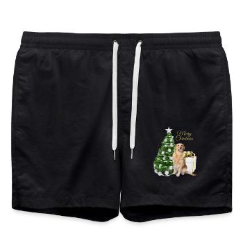 Labrador Merry Christmas Joyeux Noël - Short de bain - noir - Devant - AI Model Male 185 light (185cm)
