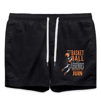anniversaire basket cadeau papa basketteur juin - Short de bain - noir - Devant - AI Model Male 185 light (185cm)