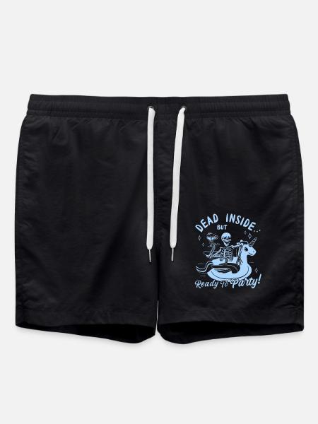 Funny Skull + Einhorn - Badeshorts - Schwarz