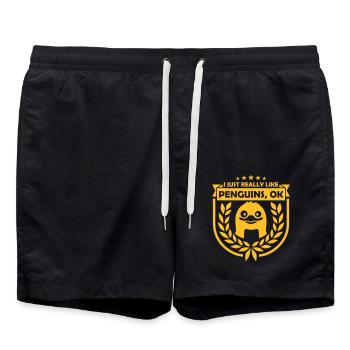 I just like penguins - Badeshorts - Schwarz - Vorne - AI Model Male 185 light (185cm)