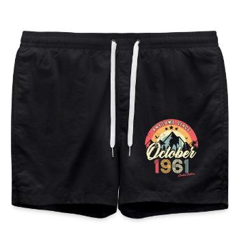 Cadeau D'anniversaire En Octobre 1961 Vintage - Short de bain - noir - Devant - AI Model Male 185 light (185cm)
