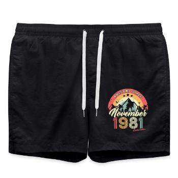 Cadeau D'anniversaire En Novembre 1981 Vintage - Short de bain - noir - Devant - AI Model Male 185 light (185cm)
