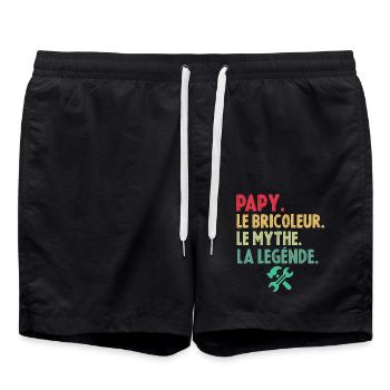 Papy le bricoleur le mythe la légende - Short de bain - noir - Devant - AI Model Male 185 light (185cm)