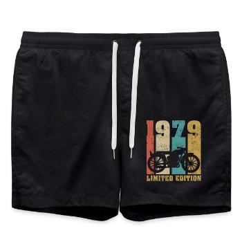 Vintage Motorrad 1979 Retro Geburtstagsgeschenk - Badeshorts - Schwarz - Vorne - AI Model Male 185 light (185cm)